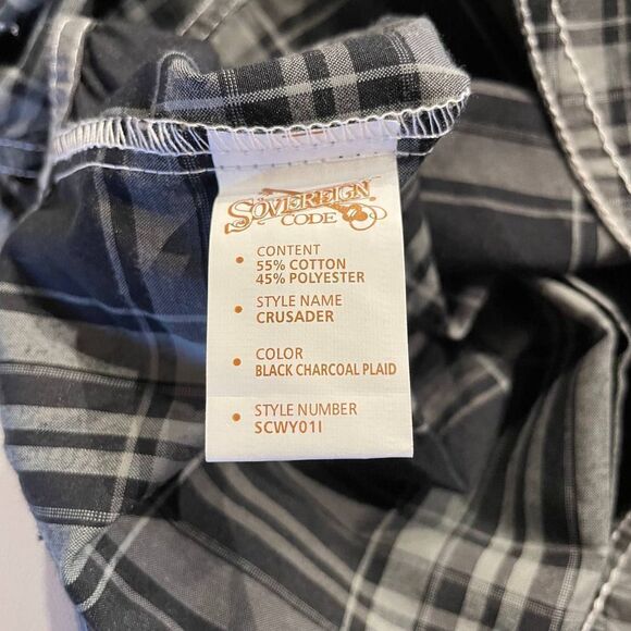 Nwt Sovereign Code Charcoal Plaid Western Snap Shirt 18mo - Picture 6 of 6